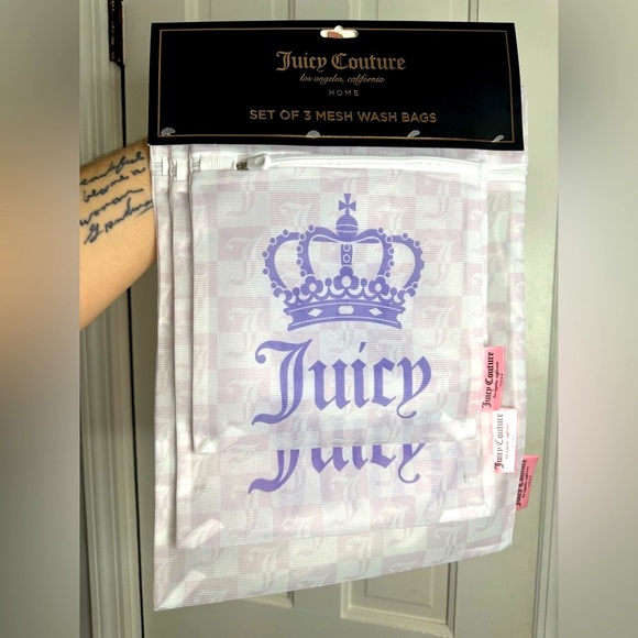 Juicy Couture Handbags - Juicy Couture 3 Mesh Wash Bags Set NWT crown purple travel cute y2k